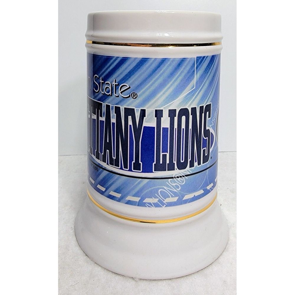 Vintage Penn State PSU‎ Stein Mug 1986 Graphic All Around Print Gold Accents - Picture 3 of 7